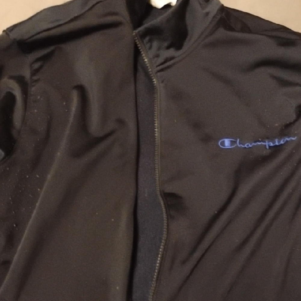 Champion Black Jacket with Blue Logo
